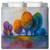 Trees Oil Painting Artistic Background Bedding 213841942