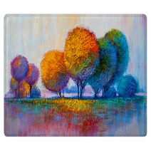 Trees Oil Painting Artistic Background Rugs 213841942