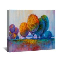 Trees Oil Painting Artistic Background Wall Art 213841942