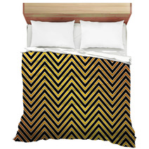 Trendy Chevron Patterned Background, Golden, Black And White Bedding 37102871