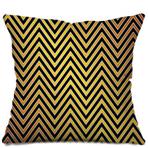Trendy Chevron Patterned Background, Golden, Black And White Pillows 37102871