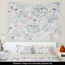 Trendy Scribbles Seamless Pattern In Pastel Colors Wall Art 210150342