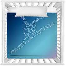 Trendy Stylized Illustration Movement Curly Gymnastics Acrobatics Line Art Vector Silhouette Isolated On Gradient Background Nursery Decor 125073416