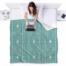 Tribal Blue And Beige Pattern Blankets 70699229