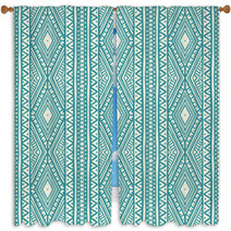 Tribal Blue And Beige Pattern Window Curtains 70699229