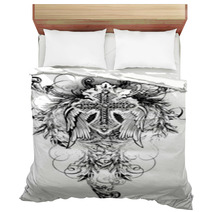 Tribal Cross With Flying Wing And Scroll Ornament Bedding 17086555
