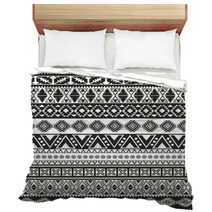 Tribal Seamless Pattern - Aztec Black And White Background Bedding 54835052
