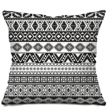 Tribal Seamless Pattern - Aztec Black And White Background Pillows 54835052