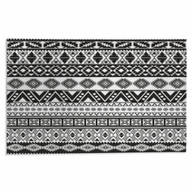 Tribal Seamless Pattern - Aztec Black And White Background Rugs 54835052