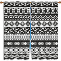 Tribal Seamless Pattern - Aztec Black And White Background Window Curtains 54835052