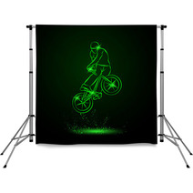 Trick On The Bmx Bike Vector Neon Illustration Backdrops 105233368