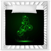 Trick On The Bmx Bike Vector Neon Illustration Nursery Decor 105233368