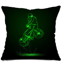 Trick On The Bmx Bike Vector Neon Illustration Pillows 105233368