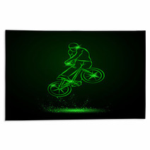 Trick On The Bmx Bike Vector Neon Illustration Rugs 105233368