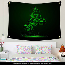 Trick On The Bmx Bike Vector Neon Illustration Wall Art 105233368