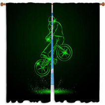 Trick On The Bmx Bike Vector Neon Illustration Window Curtains 105233368