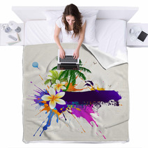 Tropical Abstract Background Blankets 24398094