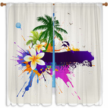 Tropical Abstract Background Window Curtains 24398094
