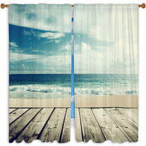Tropical Beach And Wooden Platform Window Curtains 67949294