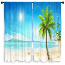 Tropical Beach Vector Window Curtains 82593670