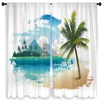 Tropical Beach Window Curtains 73032821