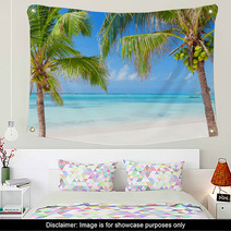 Tropical Beach With Coconut Palms And Transparent Waters Wall Art 57963564