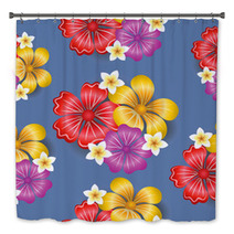 Tropical Flowers Seamless Pattern Background Bath Decor 63694496