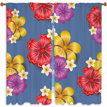 Tropical Flowers Seamless Pattern Background Window Curtains 63694496