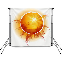 Tropical_frame_sunset_on_the_beach Backdrops 8094349