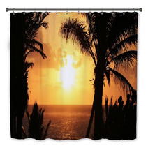 Tropical Palm Tree Sunset Bath Decor 64421703