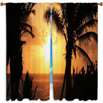 Tropical Palm Tree Sunset Window Curtains 64421703