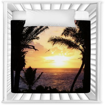 Tropical Palm Tree Sunset With Pelican Flying Nursery Decor 64421673