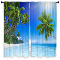 Tropical Paradise Beach Window Curtains 64933364