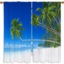Tropical Paradise Beach Window Curtains 64933369