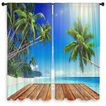 Tropical Paradise Beach Window Curtains 66649617