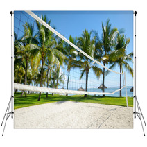 Tropical Resort With Volleyball Court Backdrops 63935625