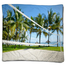 Tropical Resort With Volleyball Court Blankets 63935625