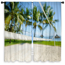 Tropical Resort With Volleyball Court Window Curtains 63936203