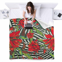 Tropical Seamless Vintage Floral Pattern Blankets 68135777