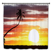 Tropical Sunset Background Bath Decor 68590528