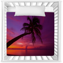 Tropical Sunset With Palm Tree Silhoette At Beach Nursery Decor 47718087
