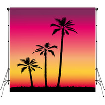 Tropical Sunset With Palm Trees Backdrops 70354620