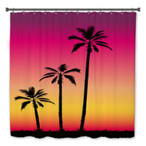Tropical Sunset With Palm Trees Bath Decor 70354620