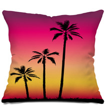 Tropical Sunset With Palm Trees Pillows 70354620
