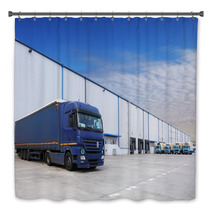 Truck At Warehouse Building Bath Decor 56980443