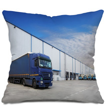 Truck At Warehouse Building Pillows 56980443