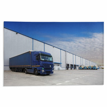 Truck At Warehouse Building Rugs 56980443