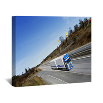 Truck Driving On Scenic Highway, Elevated View Wall Art 63727003