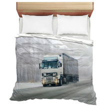 Truck Goes On Winter Road Bedding 40699442