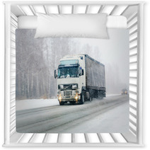 Truck Goes On Winter Road Nursery Decor 40699442
